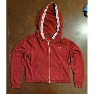 TRUE RELIGION Sweatshirt Womens Red Hoodie Ticker Classic Zip Hooded - Size XL